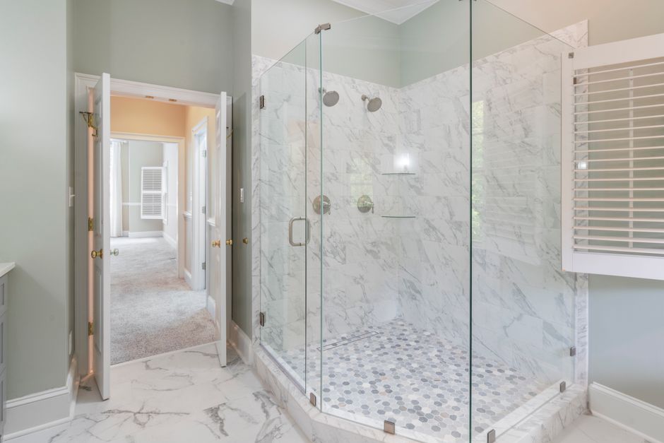 Elegant glass shower door installation